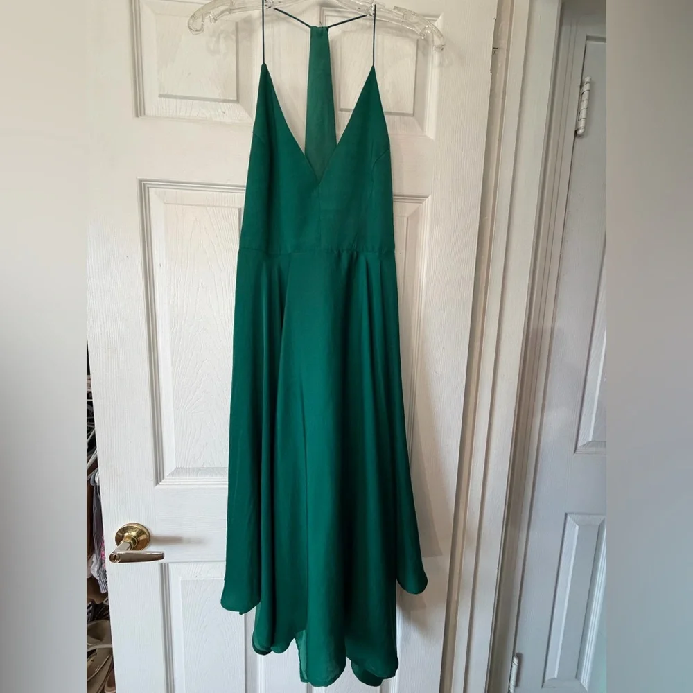 Kimchi Blue Formal Midi Dress emerald green size 8 sleeveless high low - Picture 3 of 15